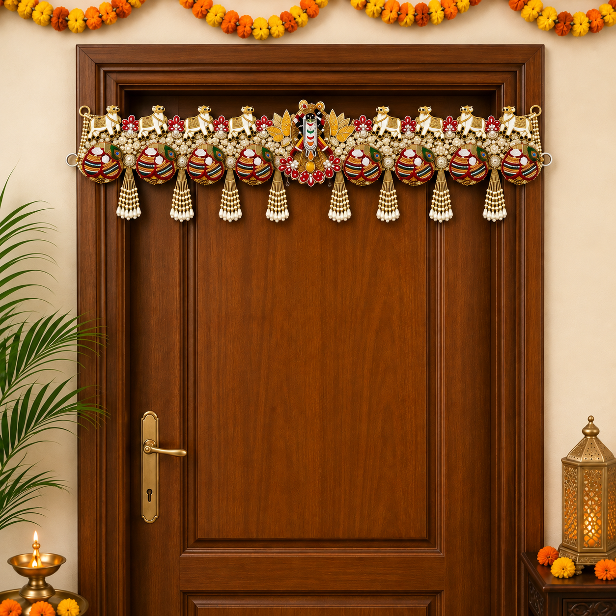 Krishna with Cow & Butter Toran decorative toran for main door by Vyaparika