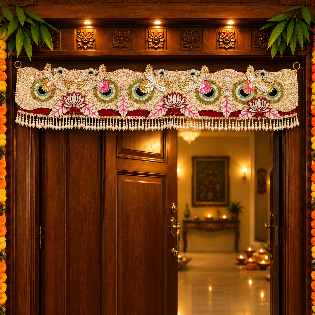 Lotus & Birds Toran decorative toran for main door by Vyaparika