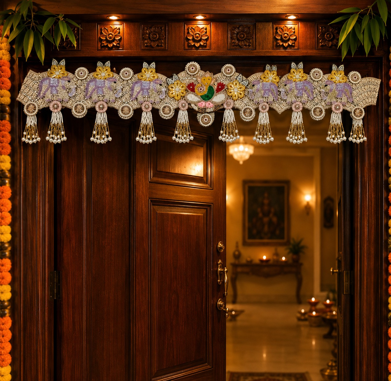 Ganeshji with Elephants Toran decorative toran for main door by Vyaparika