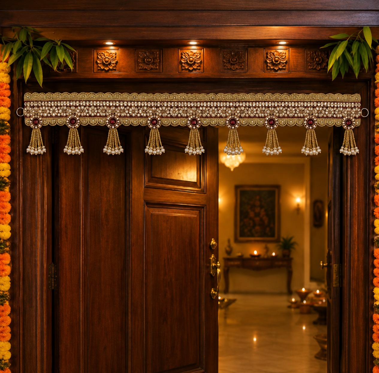Golden Red Toran decorative toran for main door by Vyaparika