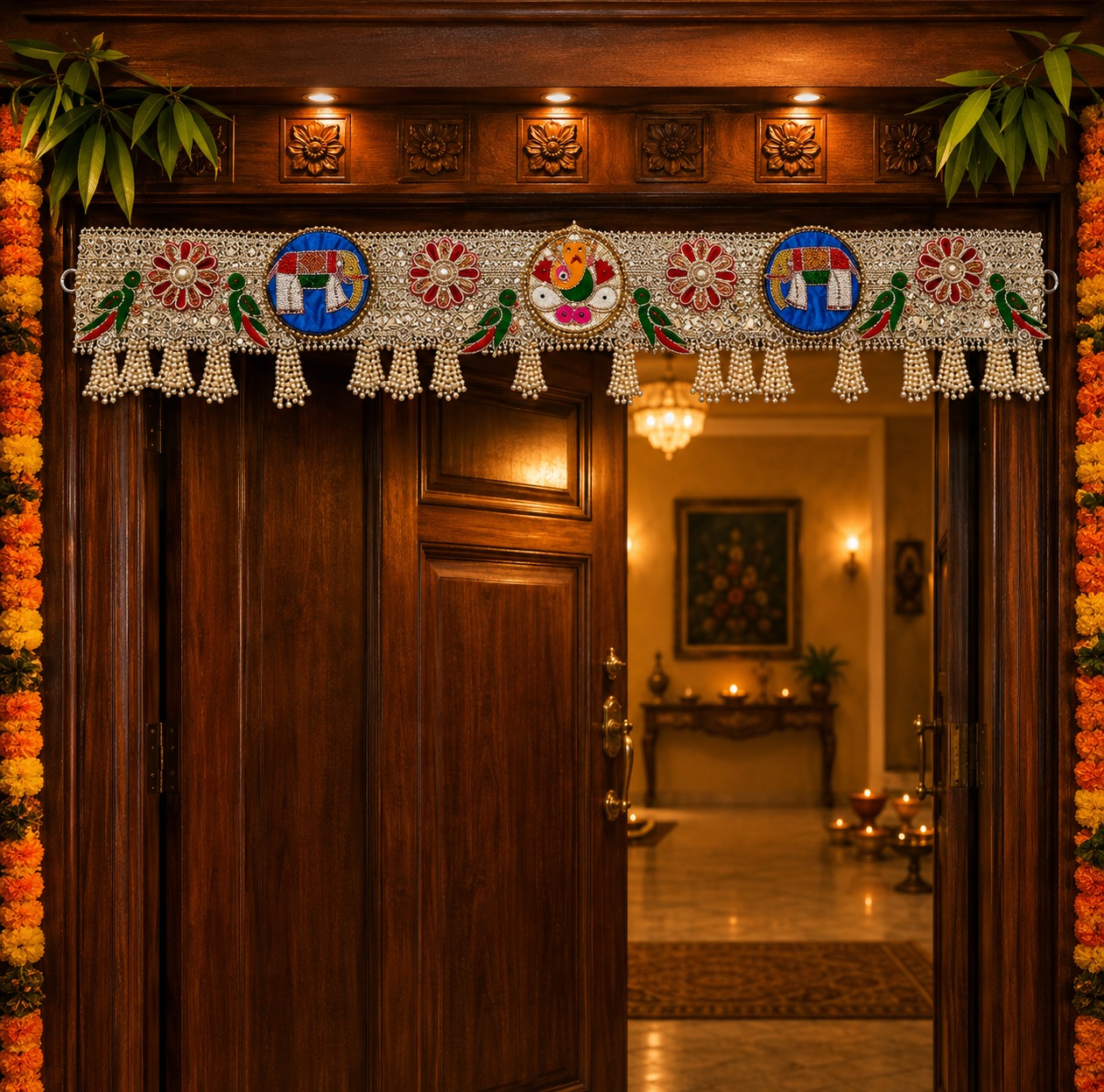 Ganeshji Elephant & Bird Toran decorative toran for main door by Vyaparika