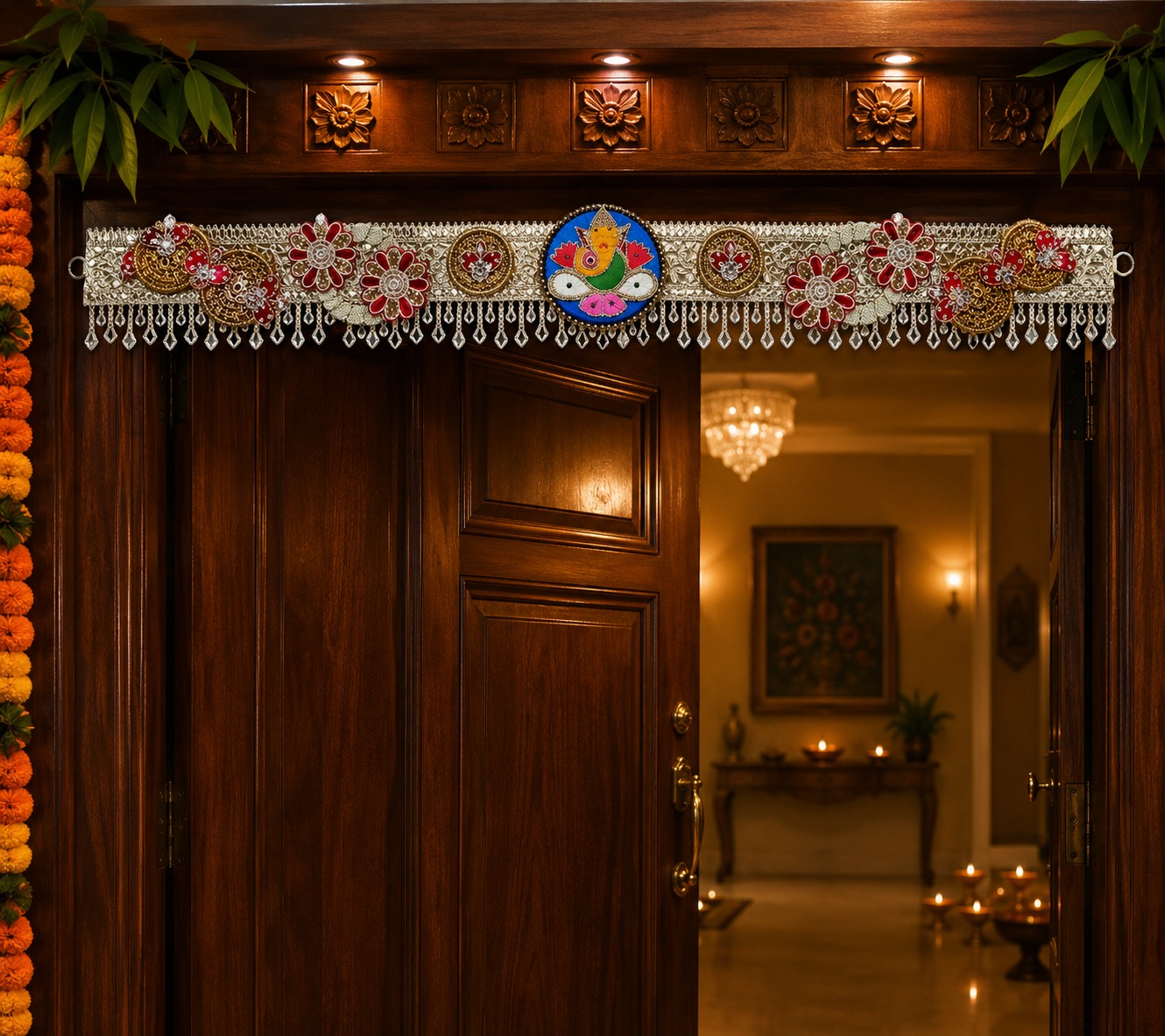 Ganeshji Red Leaf Toran decorative toran for main door by Vyaparika