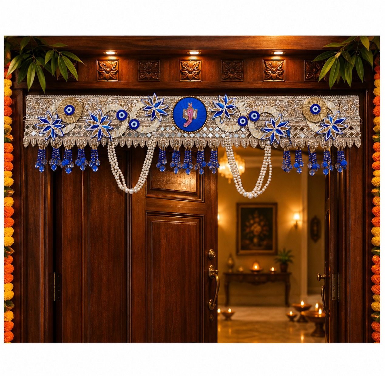 Ganeshji Blue Jhalar Toran decorative toran for main door by Vyaparika