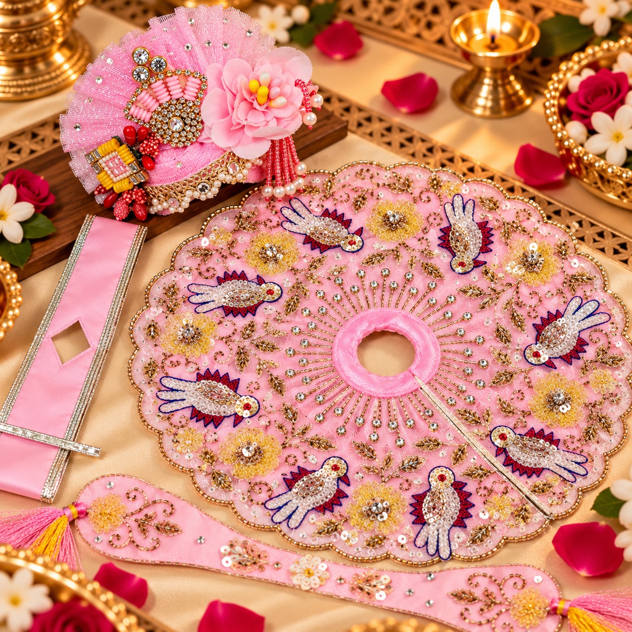Blush Pink Laddu Gopal Poshak