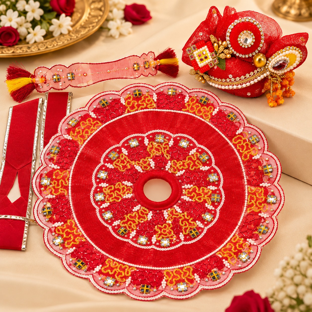 Red & Saffron Laddu Gopal Poshak